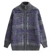 画像1: Unisex Zip-up mohair check cardigan sweater　ユニセックス男女兼用 ジップアップモヘアチェックカーディガンセーターニット (1)