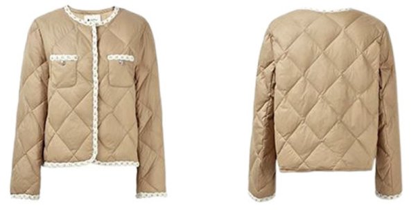 画像1: Quilted down pearl trim jacket coat 　キルティングダウンパールトリミング ジャケットコート (1)