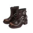 画像1: 24 Vintage Real Leather Buckle boots Boots ヴィンテージ加工 バックル付き エンジニア サイドゴア ウエスタン ブーツ (1)