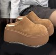 画像6: Thick-soled closed-toe half-slippers  Sandals　ユニセックス 厚底プラットフォームシープスキンハーフサンダル スリッパスリッポン (6)