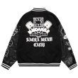 画像1: MMDANBR Hip hop tiger flocking embroidery PU leather baseball uniform jacket BASEBALL JACKET  blouson ユニセックス 男女兼用 刺繍ジャケットスタジアムジャンパー スタジャン MA-1 ボンバー ジャケット ブルゾン (1)