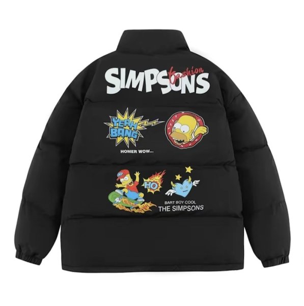 画像1: Unisex The Simpson Family Bart Simpson & Homer Simpson Pop Print Coat Jacket　ユニセックス 男女兼用 シンプソンファミリー バートシンプソン＆ホーマーシンプソン ポッププリントプリントダウンジャケットジャンパー スタジャン  (1)