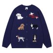 画像1: Unisex Puppy and letter jacquard cardigan sweater　ユニセックス男女兼用 パピー子犬＆レター文字カーディガンセーターセーターニット (1)