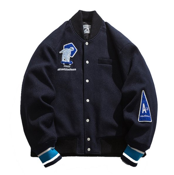 画像1: Skateboard Towel Embroidery baseball uniform jacket BASEBALL JACKET  blouson ユニセックス 男女兼用スケートボード 刺繍ジャケットスタジアムジャンパー スタジャン MA-1 ボンバー ジャケット ブルゾン (1)