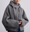 画像3: Hooded bat sleeve wool short coat  　フードバットスリーブウールショート ジャケットコート (3)