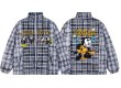 画像1: Felix the Cat embroidered check down jacket coat blouson ユニセックス 男女兼用 フィリックス・ザ・キャット刺繍 チェックダウンジャケット コートジャケット ボンバー ブルゾン (1)