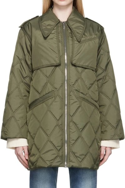 画像1:  Zip-up quilted mid-length coat　キルティングジップアップミドル丈コート ジャケット (1)