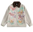 画像1: Graffiti print suede lapel jacket stadium jacket  blouson  ユニセックス 男女兼用グラフィティプリントスエード調ラペルジャケットジャケットスタジアムジャンパー ブルゾン (1)