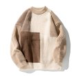 画像2: Unisex Round neck color block sweater knit　男女兼用 ラウンドネックカラーブロックセーターニットプルオーバー (2)