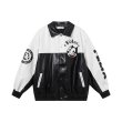 画像3: Felix the Cat Bicolor Leather Jacket Jumper stadium jacketstadium jacke　 ユニセックス 男女兼用フィリックス・ザ・キャットバイカラーレザースタジャンジャケットMA1 ブルゾン　 (3)