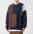 画像4: Unisex Round neck color block sweater knit　男女兼用 ラウンドネックカラーブロックセーターニットプルオーバー (4)