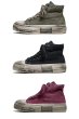 画像4: Men's high cut lace-upOld thick-soled high-top dirty canvas Sneakers shoes  ユニセックス男女兼用 厚底ダーティキャンバス ハイカット レースアップ ハイトップ  スニーカー (4)