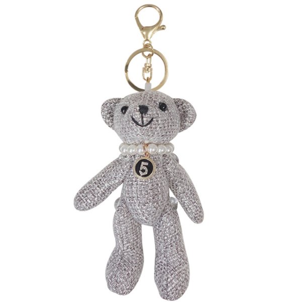 画像1: Tweed bear charm keychain　ツイードベア熊チャーム キーフォルダーバックファッションチャーム (1)