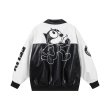 画像2: Felix the Cat Bicolor Leather Jacket Jumper stadium jacketstadium jacke　 ユニセックス 男女兼用フィリックス・ザ・キャットバイカラーレザースタジャンジャケットMA1 ブルゾン　 (2)