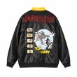 画像3: Tom and Jerry embroidery contrast color leather jacket  Jumper stadium jacket　 ユニセックス 男女兼用トムとジェリートム&ジェリー刺繍コントラストカラーレザースタジャンジャケットMA1 ブルゾン　 (3)