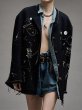 画像4: Chain piping Paris illustration denim jacket coat 　　チェーンパイピングパリイラストデニムジャケットコート (4)