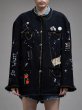 画像3: Chain piping Paris illustration denim jacket coat 　　チェーンパイピングパリイラストデニムジャケットコート (3)