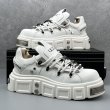 画像6: Chunky lace-up leather rock casual sneakers shoes  ユニセックス男女兼用  厚底プラットフォームロックレースアップ  スニーカー　スリッポン　トレッキングシューズ (6)