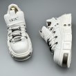 画像10: Chunky lace-up leather rock casual sneakers shoes  ユニセックス男女兼用  厚底プラットフォームロックレースアップ  スニーカー　スリッポン　トレッキングシューズ (10)