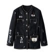 画像6: Chain piping Paris illustration denim jacket coat 　　チェーンパイピングパリイラストデニムジャケットコート (6)