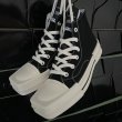 画像5: Square toe low top lace-up canvas sneakers shoes  ユニセックス男女兼用  厚底プラットフォーム　スクエアトゥロートップレースアップキャンバス (5)