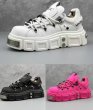 画像4: Chunky lace-up leather rock casual sneakers shoes  ユニセックス男女兼用  厚底プラットフォームロックレースアップ  スニーカー　スリッポン　トレッキングシューズ (4)