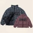 画像3: heck pattern logo embroidery stand collar down jacket bread coat acket blouson　 ユニセックス 男女兼用チェック柄ロゴ刺繍スタンドカラーダウンジャケットブレッドコート (3)