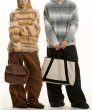 画像5: Unisex Contrast Stripe Hoodie Pullover Sweate　男女兼用  モヘアコントラストストライプフーディプルオーバーセーターニット (5)