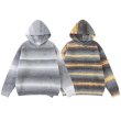 画像4: Unisex Contrast Stripe Hoodie Pullover Sweate　男女兼用  モヘアコントラストストライプフーディプルオーバーセーターニット (4)