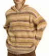 画像8: Unisex Contrast Stripe Hoodie Pullover Sweate　男女兼用  モヘアコントラストストライプフーディプルオーバーセーターニット (8)