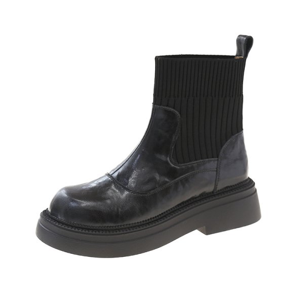 画像1: French mid-calf sock boots short boots  フレンチミッドカーフソックスブーツショートブーツ (1)