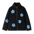 画像1: Floral jacquard zipper high collar polar fleece jacket 　フローラルジャカードジッパーハイカラーポーラーフリースジャケットコート (1)