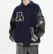 画像5: Sleeve leather alphabet logo embroidery stadium jumper jacket baseball uniform blouson  ユニセックス 男女兼用スリーブレザー アルファベットロゴ刺繍スタジアムジャンパー  スタジャン MA-1 ボンバー  ブルゾン (5)