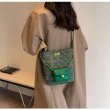 画像2: Tweed Chain Shoulder Strap Square Dowble Bag ツイードチェーンショルダー紐 スクエアバッグ ダブル ショルダーバッグクラッチトートバッグ (2)