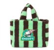 画像2: Snoopy Striped Border Fur Tote Shoulder Crossbody Bag　スヌーピー刺繍ストライプボーダーファーモコモコトートショルダーバッグ (2)