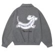 画像4: Dog embroidered wool stadium jumper jacket baseball uniform blouson  ユニセックス 男女兼用 レター&ドッグ刺繍スタジアムジャンパー  スタジャン MA-1 ボンバー ジャケット ブルゾン (4)