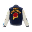 画像1: DIRTY SPORTSWEAR Round emblem smile embroidered letter stitching baseball uniform jacket BASEBALL JACKET  blouson  ユニセックス 男女兼用刺繍スマイルエンブレムレターロゴ刺繍ジャケットスタジアムジャンパー スタジャン MA-1 ボンバー ジャケット ブルゾン (1)