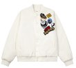 画像4: Embroidered label stadium jumper baseball uniform jacket   blouson  ユニセックス 男女兼用ラベル刺繍エンブレムジャケットスタジアムジャンパー スタジャン MA-1 ボンバー ジャケット ブルゾン (4)