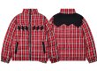 画像1: Unisex color block check pattern stand collar down jacket Coat　男女兼用カラーブロックチェック柄スタンドカラー ダウンジャケット コート (1)