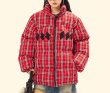 画像5: Unisex color block check pattern stand collar down jacket Coat　男女兼用カラーブロックチェック柄スタンドカラー ダウンジャケット コート (5)