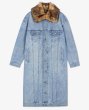 画像2: Fur collar denim long coat　ファーカラー襟デニムロングコート　ジャケット (2)