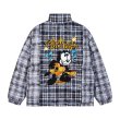 画像2: Unisex  Felix the Cat check pattern down jacket　 ユニセックス 男女兼用フィリックス・ザ・キャットチェック柄刺繍ダウンジップアップジャケットスタジャン MA-1 ボンバー ジャケット ブルゾン (2)