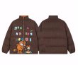 画像3: Unisex Garfield & letter logo embroidered down jacket uniform blouson  ユニセックス 男女兼用ガーフィールド&レターロゴ刺繍ダウンジップアップジャケットスタジャン MA-1 ボンバー ジャケット ブルゾン (3)