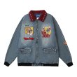 画像1: Denim stitch Tom and Jerry embroidered jacket coat  ユニセックス 男女兼用 デニムステッチトムとジェリー刺繍ジャケットブルゾンコート (1)