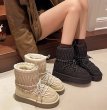 画像6: French gathered style lace-up leather warm-up short boots　 プラットフォーム厚底フレンチギャザースタイル レースアップレザーウォームアップショートブーツ (6)