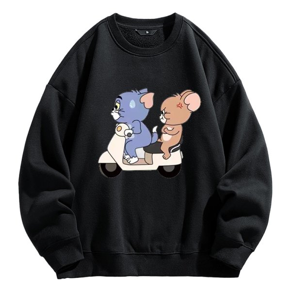 画像1: Kids Tom and Jerry Scooter Print Round Neck Sweatshirt 　ユニセックス 男女兼用  キッズトムとジェリースクータープリント プルオーバウェット トレーナー (1)