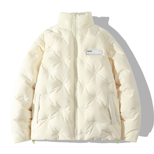 画像1: Quilted stand-up collar zip-up white goose down jacket coat   ユニセックス 男女兼用キルティングスタンドカラージップアップホワイトグースダウンジャケット コート (1)