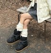 画像3: French gathered style lace-up leather warm-up short boots　 プラットフォーム厚底フレンチギャザースタイル レースアップレザーウォームアップショートブーツ (3)