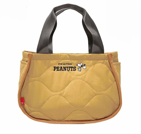 画像1: Snoopy Cotton Quilted Tote Shoulder Underarm Handbag　スヌーピーコットンキルティングトートショルダーアンダーアームハンドバッグ (1)