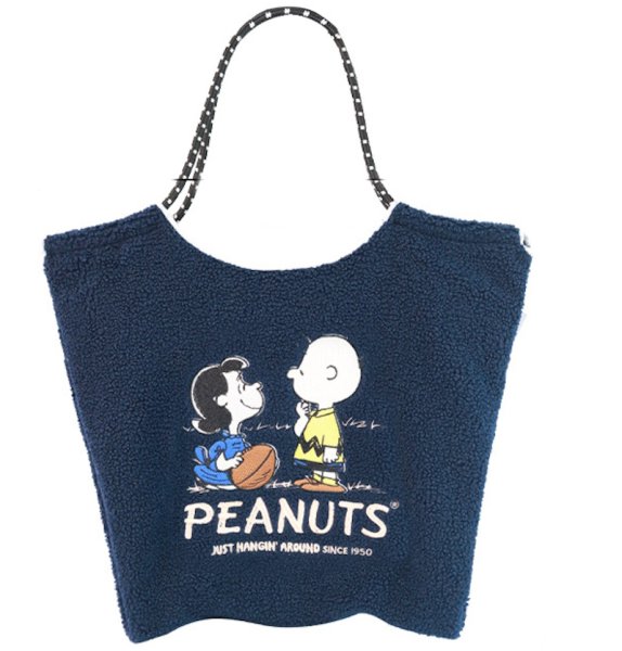 画像1: Snoopy Fleece Tote Shoulder Underarm Bag　スヌーピーフリーストートショルダーアンダーアームバッグ (1)